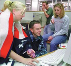 Students researching ideas for a school project.