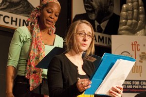 Actors with the Young Playwrights' Theater in Washington perform a student-written play titled "Society Unjust."