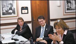Education Trust Director Kati Haycock speaks last week to the National Board of Education Sciences as board member F. Philip Handy, left, and Grover J. "Russ" Whitehurst, the director of the IES, look on.