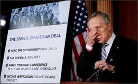 Senate Majority Leader Harry Reid, D-Nev., unveils details of a deal to end the government shutdown last week. The agreement passed by Congress and signed by President Barack Obama keeps federal programs funded at current levels until Jan. 15. But the prospect of additional, across-the-board funding cuts to education and other federal programs remains.