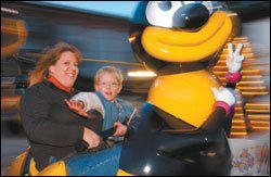 Conklin International Academy teacher Linda Brewer and her son, Noah.