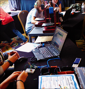 Students participate in a summer maker camp during a Model Schools Conference.