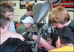 Eighth graders at Western Middle School build a custom motorcycle.