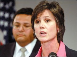 Acting U.S. Attorney Sally Q. Yates announces the indictment of Linda C. Schrenko.