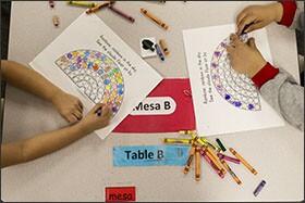 At Tulsa’s Dual Language Academy, all classroom objects are labeled in Spanish and English. The school’s prekindergarten classrooms put a heavy emphasis on teaching vocabulary in both languages and developing oral literacy skills that are meant to prepare students for kindergarten.