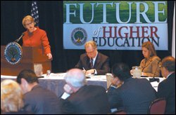 U.S. Secretary of Education Margaret Spellings tells the federal Commission on the Future of Higher Education last week that too few African-Americans and Hispanics graduate from college.