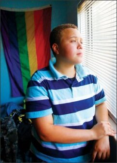 Transgender student Ashton Lee in his room at his family's home in Manteca, Calif.