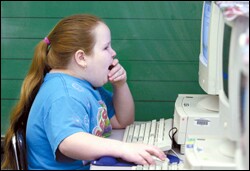 Nikki Draganowski, 9, a 4th grader at Mary Ingles Elementary School in Tad, W. Va, polishes her skills.