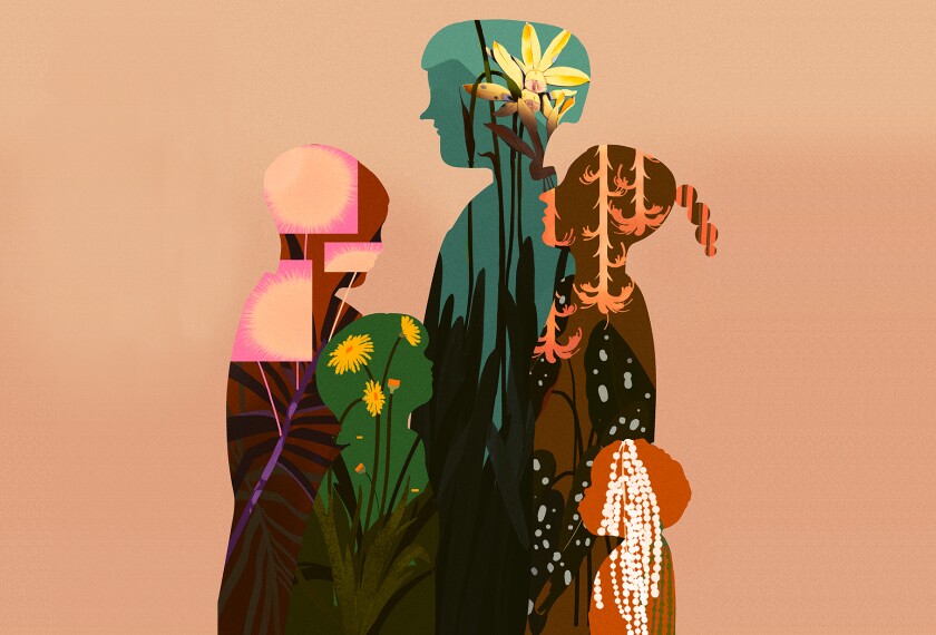 Silhouettes of diverse students, each growing a different type of plant. Neurodiversity represented by biodiversity.