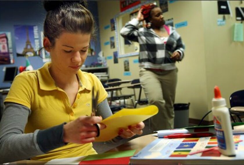 Elizabeth Powell works on a project at the Academy at Opry Mills. The school offers flexible schedules to help students with family and work pressures.