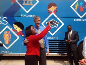 ALABAMA: U.S. Rep. Terri Sewell, D-Ala., takes a selfie with U.S. Secretary of Education Arne Duncan on a stop in Birmingham on his back-to-school bus tour last week.