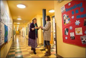 Laura Barr, right, founder and owner of e.Merging Educational Consulting, tours The Logan School for Creative Learning last week with Becky Godec, the enrollment management director for the private school in Denver. Ms. Barr’s consulting services are increasingly in demand from parents who are unfamiliar with Denver’s expanding public school choice options.