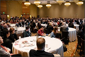 Participants watch as Bill Gates gives his keynote address during the U.S. Education Learning Forum put on by the Bill and Melinda Gates Foundation in Bellevue, Washington on October 7, 2015.