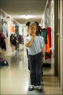 Kira Miller, right, is a 1st grader at Memphis College Prep charter school. A booming charter sector has put fiscal and enrollment heat on the regular Memphis public schools.