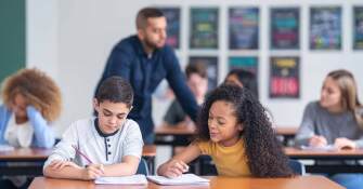 Students and teacher in classroom