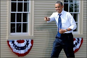 President Barack Obama arrives at a campaign event at Strawbery Banke Museum in Portsmouth, N.H., on Sept. 7.