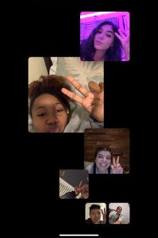 Christine Pappis, a senior at Newark Memorial High School in Newark, Calif., snapped this screenshot during a 5-hour video call during last Saturday night. Pappis said she uses FaceTime to keep in touch with her friends, since they are not only in school closures, but community lockdown; some of her friends tried to hang out and “ended up with a $400 fine.” The students, in order from top to bottom: Natalie Salcedo, Pifolau Denson, Samantha Gutiérrez, Sabrina Liaw, Christian Bowker (bottom left) and Pappis, bottom right.