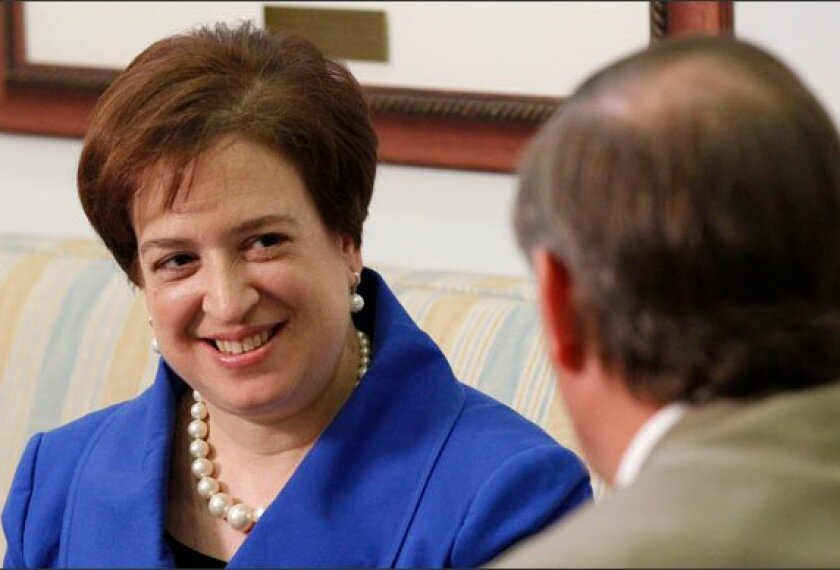 Supreme Court nominee Elena Kagan meets with Sen. Tom Udall, D-N.M. on Capitol Hill in Washington on May 26.