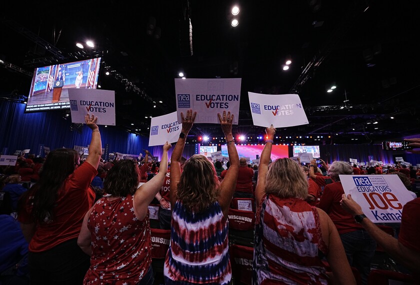 National Education Association representatives attend the annual assembly in Orlando, Fla., on July 4, 2023. Delegates are gathering in Philadelphia July 4 to 7, 2024, to vote on key education concerns.
