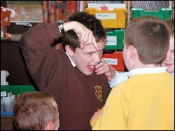 St. Michael's Primary School pupils role-play as part of an anti-bullying activity.