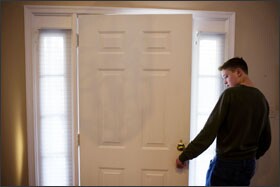 Carson Luke, 14, heads outside at his family’s home in Gambrills, Md. His mother, Heather Luke, told Virginia lawmakers about how he was injured by school staff members in a 2011 incident when the family lived in that state.
