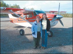 Carol VanDerWege, left, visits with her protege, Kansan Kristin Peless, on the Kenai Peninsula.