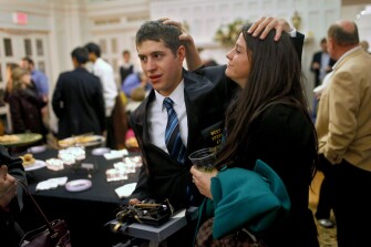 Andrew Van Cleave, 24, and his sister, Lindsey Van Cleave, hug after Andrew's Dec. 8 graduation ceremony. Mr. Van Cleave, who has an intellectual disability and ADHD, became one of the first graduates of a two-year program at Vanderbilt University designed for students with severe cognitive disabilities. College programs like Vanderbilt's Next Steps program have grown exponentially over the past decade.
