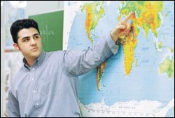 Teacher Ian Howell discusses international relations during an Advanced Placement class in McLean, Va.