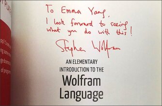 Emma still treasures her signed copy of Stephen Wolfram's computer-programming book, which she helped edit.