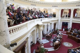 Idaho students fill the gallery as H377 is debated and passed by the Idaho Senate Monday, April 26, 2021 at the Idaho Statehouse in Boise. The Idaho Senate has approved legislation aimed at preventing schools and universities from “indoctrinating" students through teaching critical race theory, which examines the ways in which race and racism influence American politics, culture and the law.