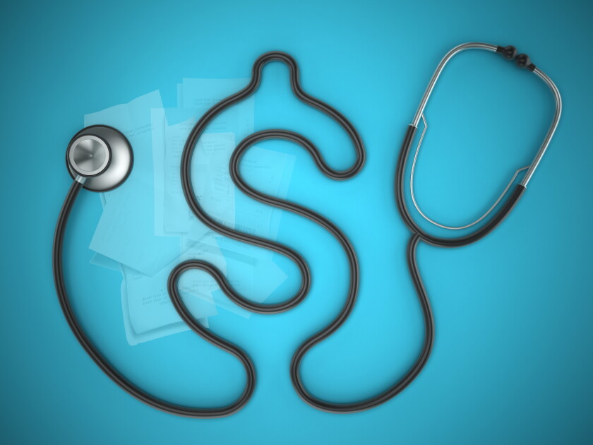 Image of a stethoscope and receipts