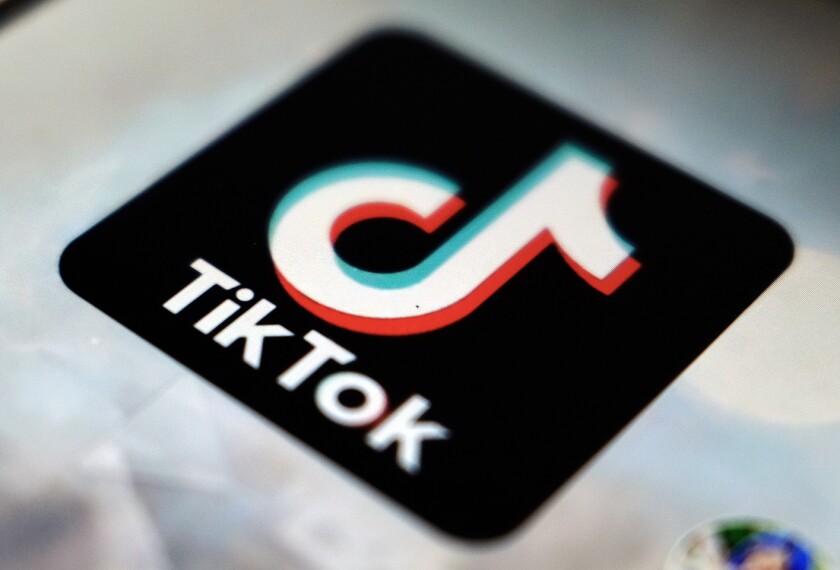 The TikTok app logo appears in Tokyo, on Sept. 28, 2020.
