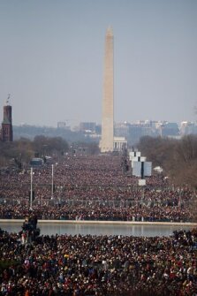 A view of the crowd before the start of the inauguration ceremony on Jan. 20.