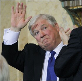 Mississippi Gov. Haley Barbour waves to friends after delivering his eighth and final State of the State address at the Capitol in Jackson.
