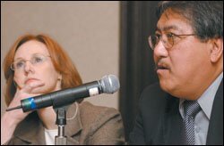 Barbara Grutter, who was involved in a landmark U.S. Supreme Court case on affirmative action, listen as journalist Victor Merina discusses Michigan's recent ballot initiative.
