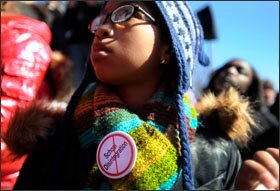 Linda Parker, 9, of Durham, takes part in a Feb. 12 march in Raleigh, N.C. Some groups were there to protest the end of a student-assignment plan in Wake County.