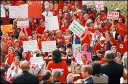 More than a 1,000 people march on the Capitol in Jackson Miss., on Jan. 11 for education funding.