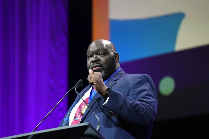 Superintendent Roosevelt Nivens speaks after being announced as AASA National Superintendent of the Year in Nashville, Tenn. on Feb. 12, 2026.