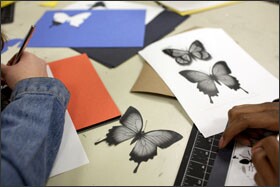 In an art class at the Dayton Regional STEM School in Kettering, Ohio, teachers incorporate art and biology to enhance student engagement and learning.