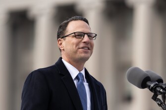 Pennsylvania's Democratic Gov. Josh Shapiro speaks at the state Capitol, Jan. 17, 2023, in Harrisburg, Pa.