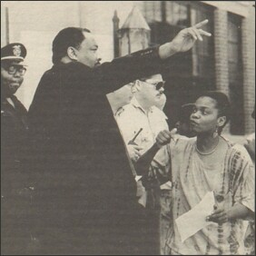 James Carter, interim superintendent of the Selma, Ala., schools, confronts demonstrators during protests that preceded racial accords.
