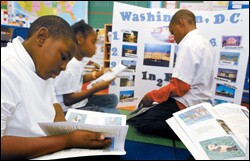 Students at Aiton Elementary School in the District of Columbia take part in a reading program designed by Nina Zolt.