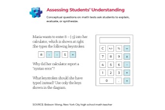 Image shows a conceptual math question where students are asked to explain, evaluate, or synthesize.