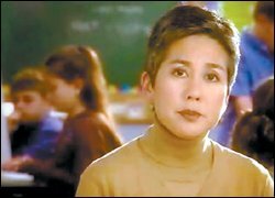 English teacher Liane Cismowski appears in a campaign ad.