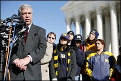 Teddy B. Gordon, the lawyer who represents a family that challenged the race-conscious student-assignment plan in Jefferson County, Ky., speaks to the press outside the U.S. Supreme Court.