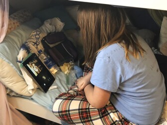 Eliza Smith, a 6th grader at Clawson Middle School in Clawson, Mich. organized a virtual lunch table with her friends so they could all eat together and talk. Her teachers have been passing on assignments through Google Classroom and she’s also been doing some independent science experiments thanks to random YouTube videos.