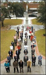 A vigil is held outside the Clarendon County Courthouse Dec. 9 to show support for the plaintiffs prior to closing arguments in the South Carolina school finance hearing.