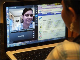 Roma Chokshi, a junior at Springfield High School in Springfield, Ohio, works at home on an online course she is taking as part of a program that gives more advanced students the opportunity to take virtual classes for additional credits.