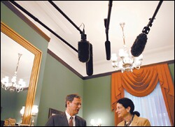 Supreme Court nominee John G. Roberts Jr. meets Senator Olympia Snowe, R-Maine, during a July 27 visit to Capitol Hill.