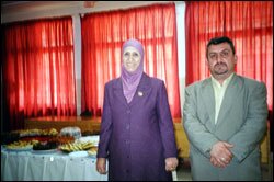 Sabah Shiko, left, principal of the Al-Khansa'a Comprehensive Secondary School for Girls in Jerash, Jordan. Ms. Shiko has two daughters living in the United States.